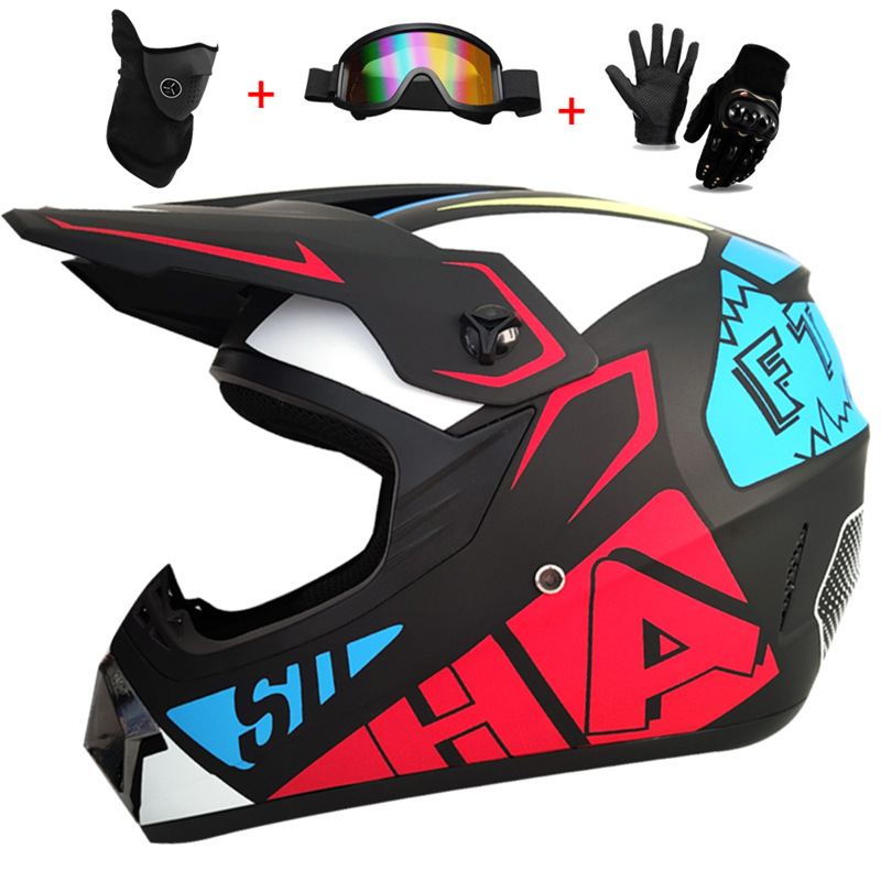 Mountain Biking Full Face Helmet - 3Pcs Kids Off-Road Full Helmet,Motocross Casco