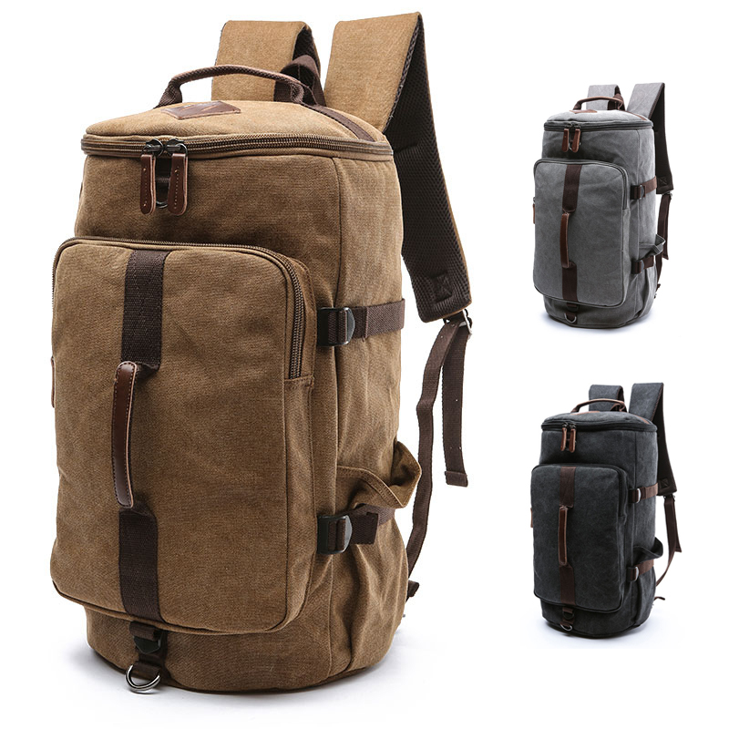 Mountain Biking Waist Pack - Large Men Cylinder Backpacks Canvas Luggage