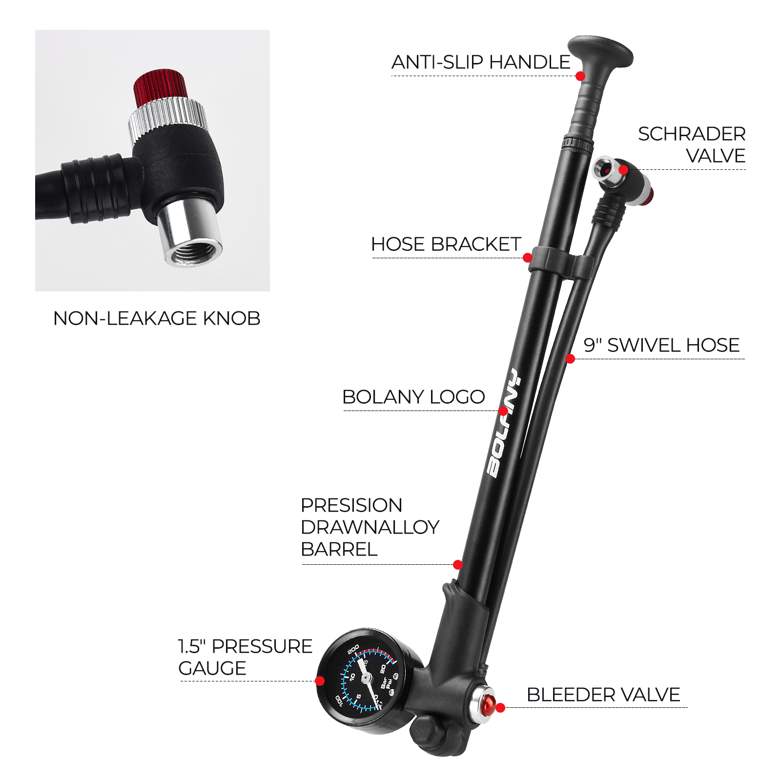 BOLANY 300psi Air Shock Bike P - Shock Pump Suspension recension och pris