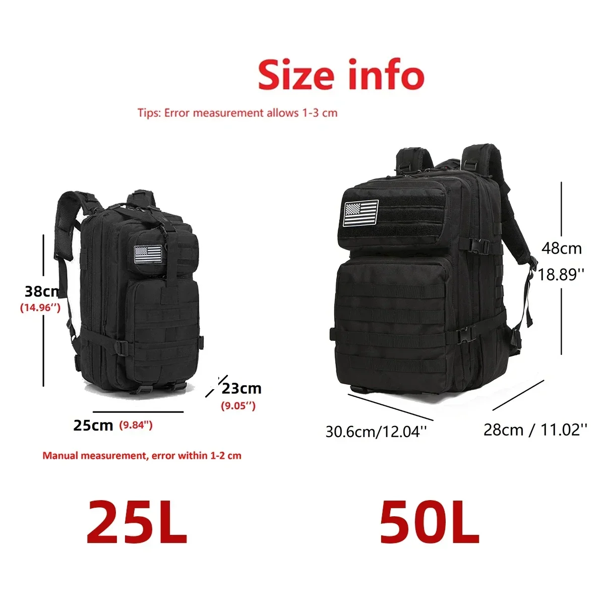 25L/50L Tactical Backpack Moll - Mountain Biking Waist Pack recension och pris